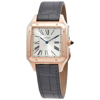 Cartier Santos-Dumont Mens Large Watch 18kt Rose Gold Silver Dial wgsa0021 (black, arb2585)