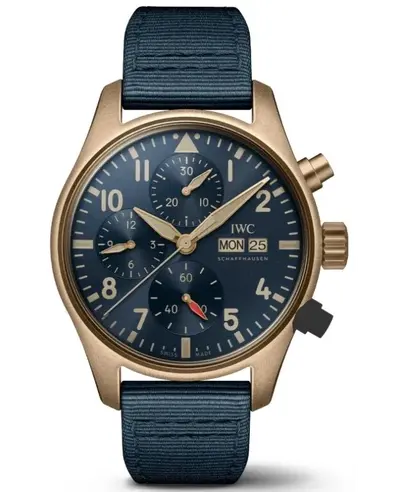IWC Pilot's Chronograph Blue Dial Bronze Case Men's Watch iw388109 (blue, arb11861)