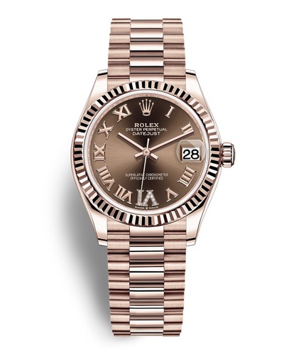 Rolex Datejust 31 Automatic - Ladies - Everose Gold Case & Diamond Chocolate Dial Ref:278275-0025 (brown, arb7818)