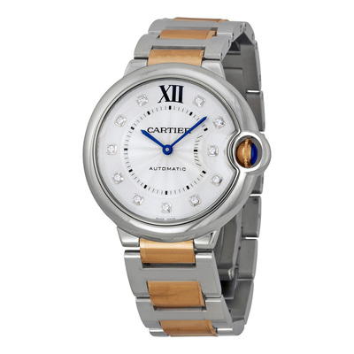 Pre-owned Cartier Ballon Bleu Diamond Silver Dial Ladies Watch WE902031 (black, arb13891)