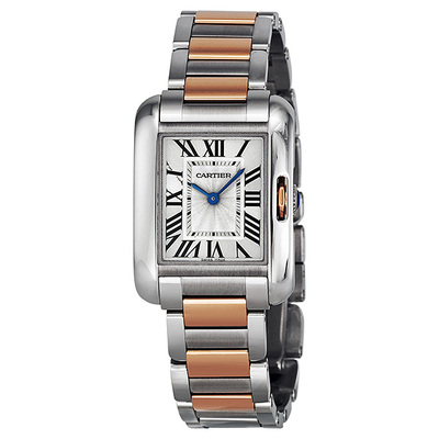 Pre-owned Cartier Tank Anglaise w5310036 Silver Dial Ladies Watch (blue, arb3044)