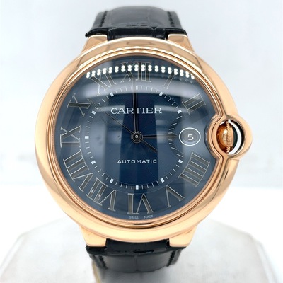 Pre-owned Cartier Ballon Bleu de Cartier Mens Blue Dial Watch WGBB0036 (black, arb3010)
