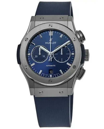 New Authentic Hublot Classic Fusion Chronograph Blue Dial Rubber Strap Men's Watch Model 541.NX.7170.RX (blue, arb10887)