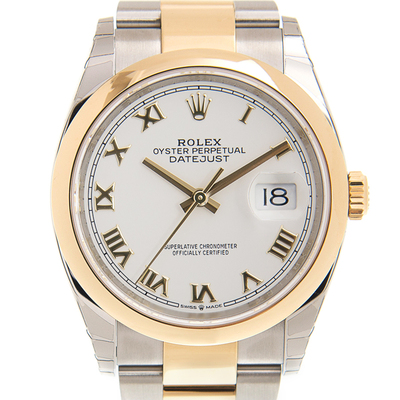 Rolex Datejust 126203wro White Dial Automatic Mens Steel and Yellow Gold Oyster Watch (arb25328)