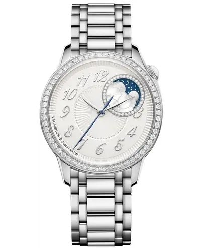 Model 8005F/120A-B497 Vacheron Constantin Egerie Moon Phase Silver Dial Diamond Stainless Steel Women's Watch (arb11160)