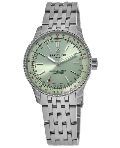 Brand New Authentic Breitling Navitimer Automatic 36 Green Dial Steel Women's Watch a17327758l1a1 A17327361L1A1 (green, arb21158)