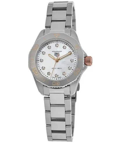 Tag Heuer Aquaracer Professional 200 Quartz Mother of Pearl Diamond Dial Steel Women's Watch WBP1450.BA0622 (arb13053)