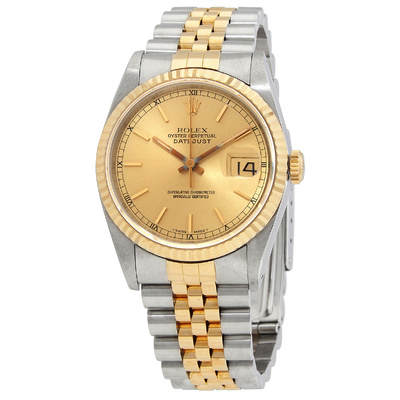 PRE-OWNED ROLEX DATEJUST 16233-CSJ MEN'S AUTOMATIC GOLD DIAL 16233 CSJ (arb21370)