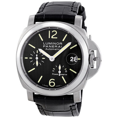 Pre-Owned Panerai Luminor Power Reserve Black Patterened Dial Mens Watch pam 00241 (black, arb24764)