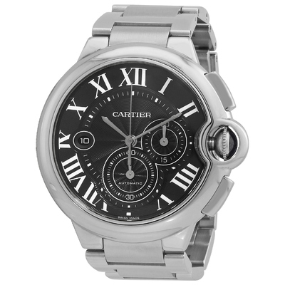 Pre-owned Cartier Ballon Bleu de Cartier Chronograph Automatic Black Dial Mens Watch W6920077 (black, arb20214)