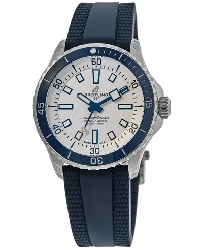 Breitling Superocean Automatic 42 Silver Dial Rubber Strap Men's Watch A17375E71G1S1 (arb11285)