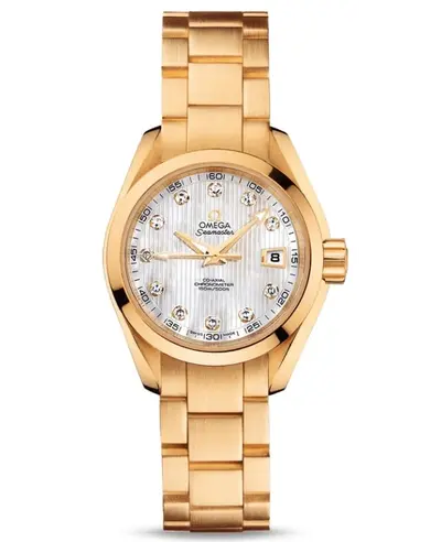 Omega Seamaster Aqua Terra 231.50.30.20.55.002 White Diamond Dial Yellow Gold Women's Watch (white, arb9904)