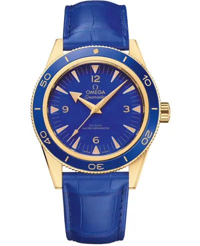 Omega Seamaster Chronometer 41mm Model 234602 Blue Dial Yellow Gold Case 234.63.41.21.99.002 (blue, arb9935)