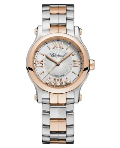 Chopard Happy Sport Mini Automatic 30mm Silver Diamond Dial Steel and Rose Gold Women's Watch Model 278573-6017 (arb10016)