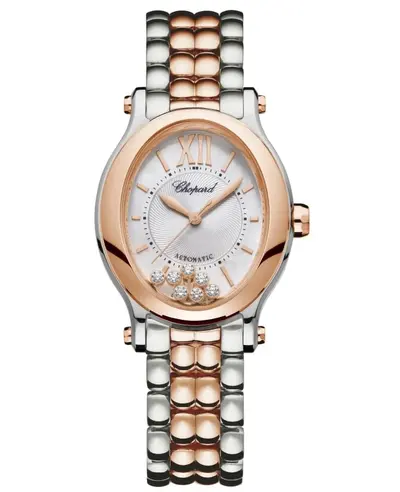 Chopard Happy Sport Oval 7 Floating Diamonds Automatic Silver Dial Women's Watch Model 278602-6002 (arb10067)