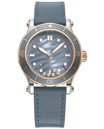 Chopard Happy Ocean Automatic 40 mm Blue-Grey Dial Leather Strap Women's Watch Model 278587-6001 (blue, arb10054)