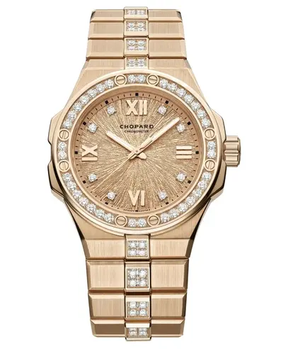 Chopard Alpine Eagle 33 Automatic Pink Dawn Dial Diamond 18K Rose Gold Women's Luxury Watch Model 295384-5002 (arb10110)