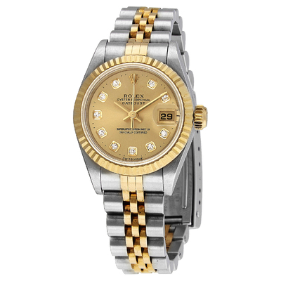 Pre-owned Rolex Datejust Automatic Diamond Gold Dial Ladies Watch Model: 69173CDJ (arb20483)