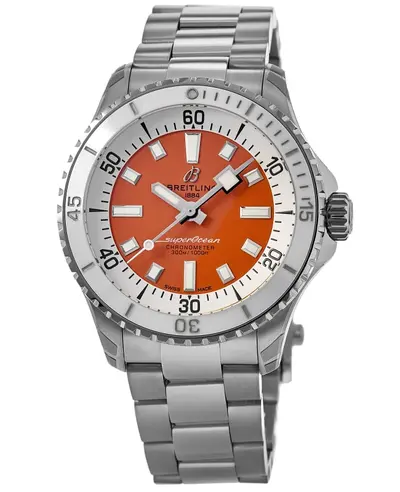 Women's Breitling Superocean Automatic 36 Orange Dial Steel Watch, Model A17377211O1A1 (orange, arb11301)