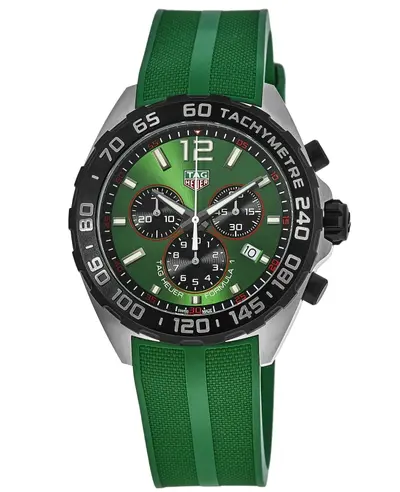 Brand New Authentic Tag Heuer Formula 1 Quartz Chronograph Green Dial Rubber Strap Men's Watch caz101ap.ft8056 (green, arb11529)