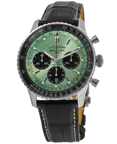 Authentic Breitling Navitimer B01 Chronograph 43 AB0138241L1P1 - Automatic Movement, Mint Green Dial, Leather Strap (green, arb11410)