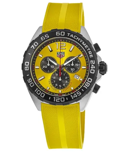 Tag Heuer Formula 1 Quartz Chronograph Yellow Dial Rubber Strap Men's Sports Watch caz101am.ft8054 (yellow, arb11525)