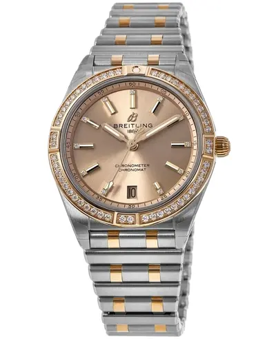 Breitling Chronomat Automatic 36 Copper Diamond Dial Rose Gold and Stainless Steel Women's Watch - Model U10380591K1U1 (arb12729)