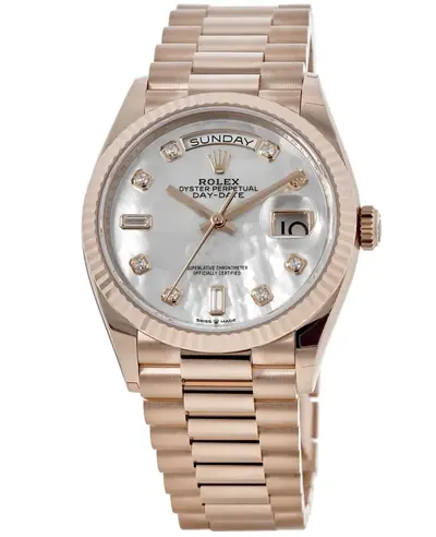 Rolex Day Date 128235-0029 Rose Gold Mother of Pearl Diamond Dial Women's Luxury Watch M128235-0029 (arb12235)