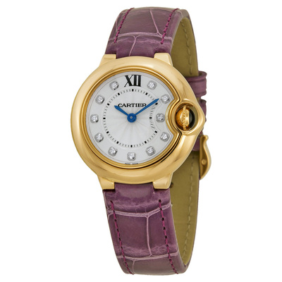 Pre-owned Cartier Ballon Bleu de Cartier Silver Diamond Dial Ladies Watch WE902050 (blue, arb3013)