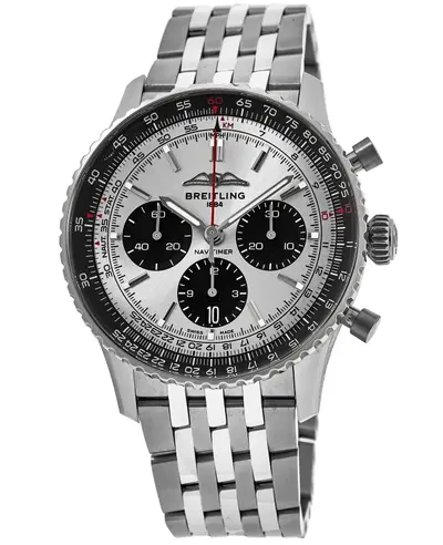 New Authentic Breitling Navitimer B01 Chronograph 43 Automatic Panda Dial Steel Men's Watch AB0138241G1A1 (arb11405)