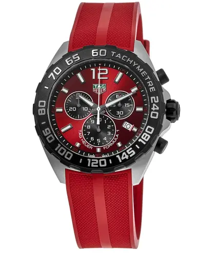 Tag Heuer Formula 1 Quartz Chronograph Red Dial Rubber Strap Men's Watch CAZ101AN.FT8055 (red, arb11527)