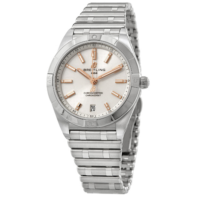 Pre-owned Breitling Chronomat Automatic Diamond White Dial Ladies Watch a10380101a2a1 (arb24654)
