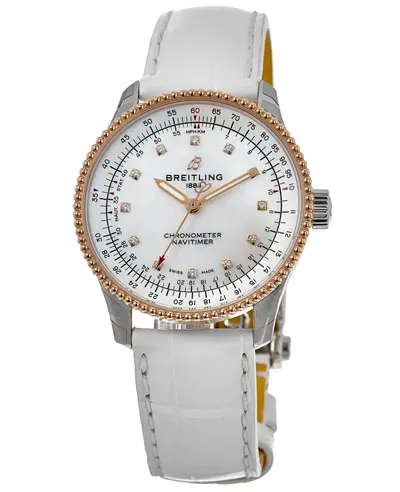 Women's Breitling Navitimer Automatic 35 Mother of Pearl Diamond Dial - Model U17395211A1P4 (arb12744)