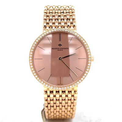 Pre-Owned Vacheron Constantin Classic Hand Wind Diamond Pink Dial Ladies Watch 33593/454 (arb6882)