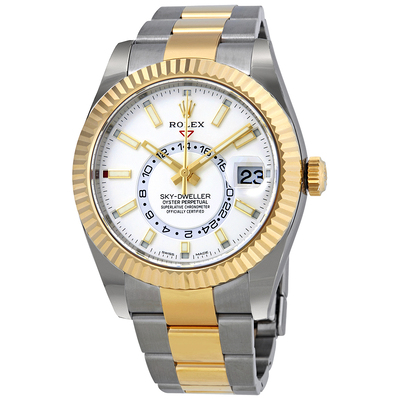 Pre-owned Rolex Oyster Perpetual Sky-Dweller GMT Mens White Dial Watch Ref 326933WSO (arb20694)