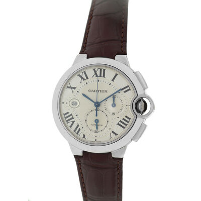 Pre-owned Cartier Ballon Bleu Chronograph Automatic Silver Dial Mens Watch W6920005 (brown, arb3016)