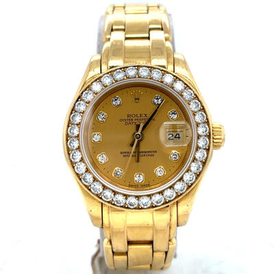 Pre-owned Rolex Lady Datejust Automatic Diamond Champagne Dial Ladies Watch 69298 CDPM (beige, arb5967)