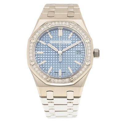Audemars Piguet Royal Oak 50th Anniversary Automatic Diamond Blue Dial Ladies Watch - Model: 77451ST.ZZ.1361ST.01 (blue, arb409)