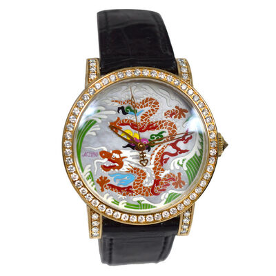 Pre-Owned Corum 982.202.65 Dragon Enamel Automatic Mens Watch (black, arb5507)