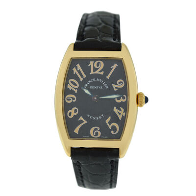 Pre-owned Franck Muller 1752 Sunset Quartz Black Dial Ladies Watch (black, arb17314)