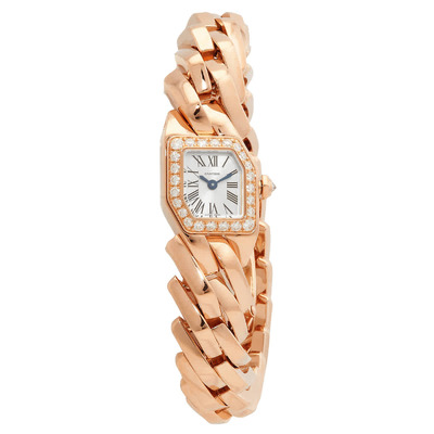 Ladies Quartz Diamond Watch Cartier Maillon De Cartier Silver Dial Rose Gold-tone wjbj0002 (arb2607)
