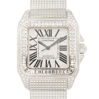 Cartier Santos Automatic Diamond White Dial Mens Watch W20073X8-100XL (arb2073)
