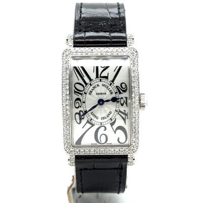 Pre-owned Franck Muller Long Island Quartz Diamond Silver Dial Ladies Watch 902 QZ D (black, arb6833)