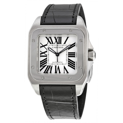 Pre-owned Cartier Santos 100 w20106x8 (black, arb24469)
