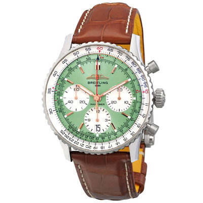 Breitling Navitimer Chronograph AB0139211L1P1 - Automatic Chronometer Green Dial Mens Watch (brown, arb1069)