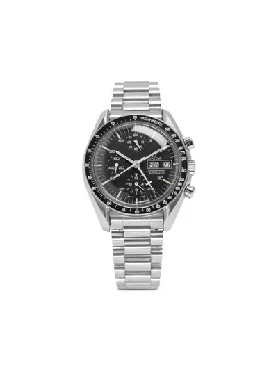 Omega 1984 Speedmaster Ref.20221716 Pre-Owned Stainless Steel Polished Black Dial Index Hands Calendar Day-Date Three Sub-Dials Tachymeter Chronograph Folding Clasp Automatic Movement Boutique Certificate Warranty (arb16088)