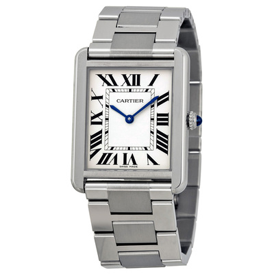 Pre-owned Cartier Tank Solo Pale Silver Mens Watch W5200014 (black, arb3052)