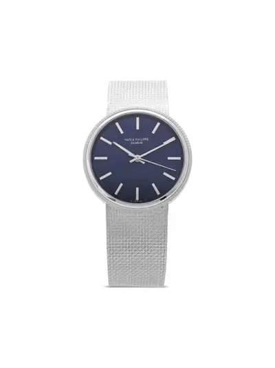 Patek Philippe Calatrava 20320354 - Pre-Owned Navy Blue Stainless Steel Round Baton Dial Automatic Watch 20320254 (arb16093)