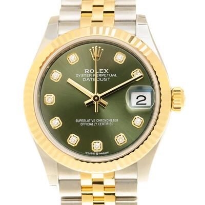 Rolex Datejust 31 Olive Green Diamond Dial Automatic Ladies Steel and Yellow Gold Jubilee Watch Ref. 278273GNDJ (arb6686)