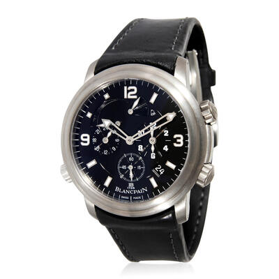 Pre-owned Blancpain Leman GMT Automatic Mens Watch 2041-1230-63B (black, arb2950)